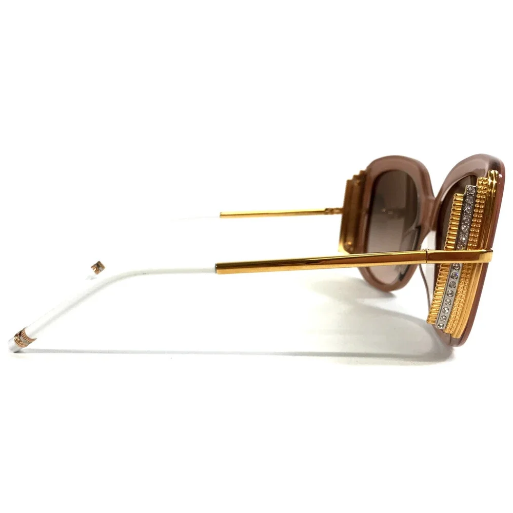 Boucheron Sunglasses BC0002S 006 Pink Gold Butterfly with Gradient Brown Lenses
